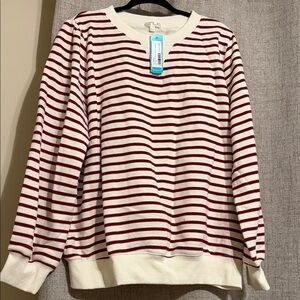 NWT Nine Britton Burgundy and White Striped Sweater 2X
